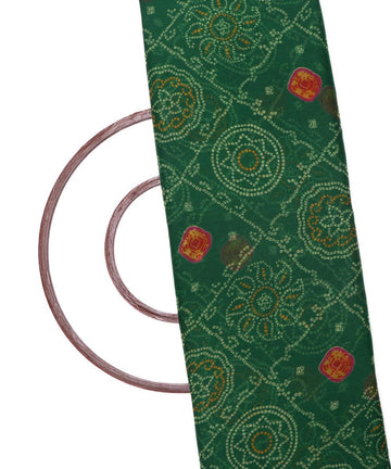 green bandhani print chiffon fabric